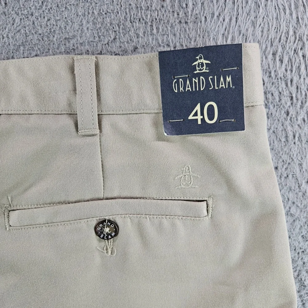 Grand Slam Mens Pleated Golf Shorts Khaki Tan Size 40‎ NEW NWT
